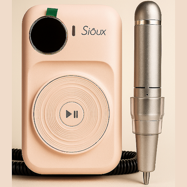 Motor Portátil Creme Recarregável 45.000 RPM Bivolt Sioux + Kit Brocas + Cabo USB