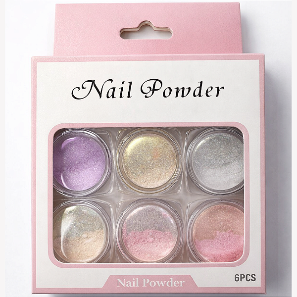 Pó Asa de Borboleta Perolado para Unhas - 6 Tonalidades