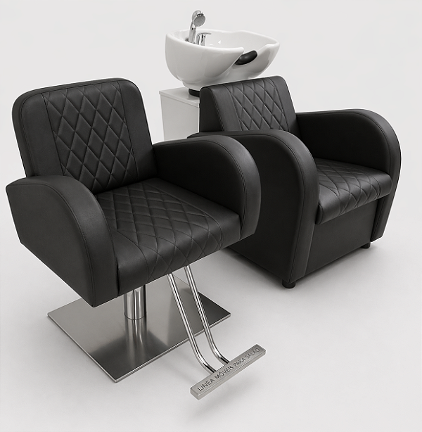 Combo Duplo Sofia Glamour - Poltrona de Corte - Base Inox