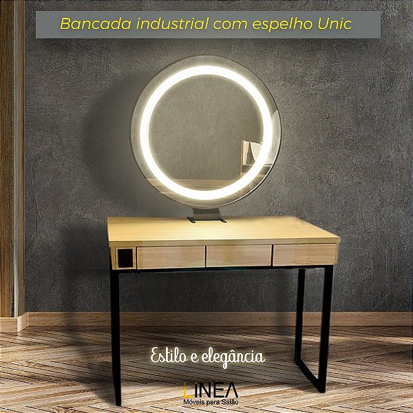 Bancada Estilo Industrial com Espelho com 1 Lugar