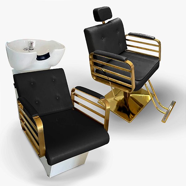 Combo Duplo Slim Carol para Cabelereiro - Dourado (Grátis apoio de pescoceira em gel)