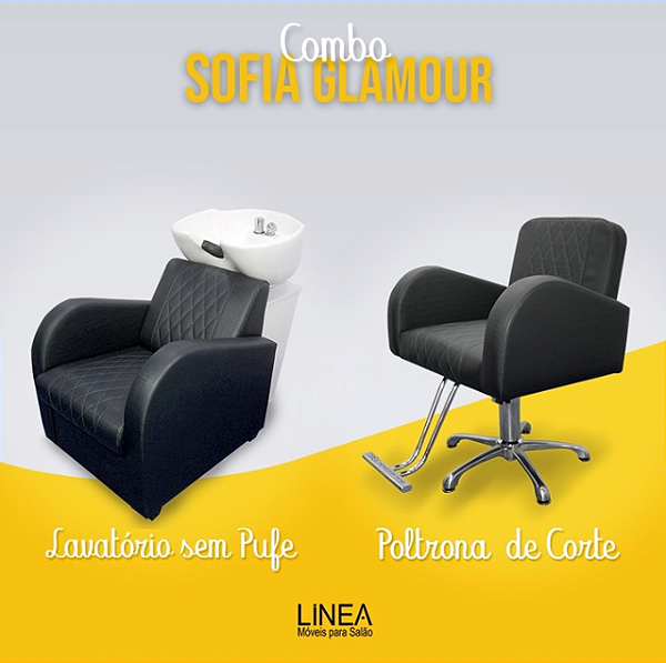 Combo Duplo Sofia Glamour - Poltrona de Corte - Base estrela