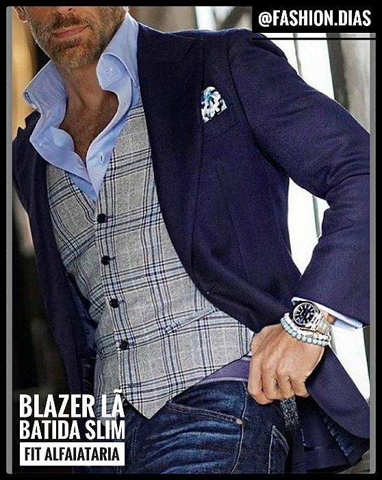 Blazer Masculino Slim Lã Batida