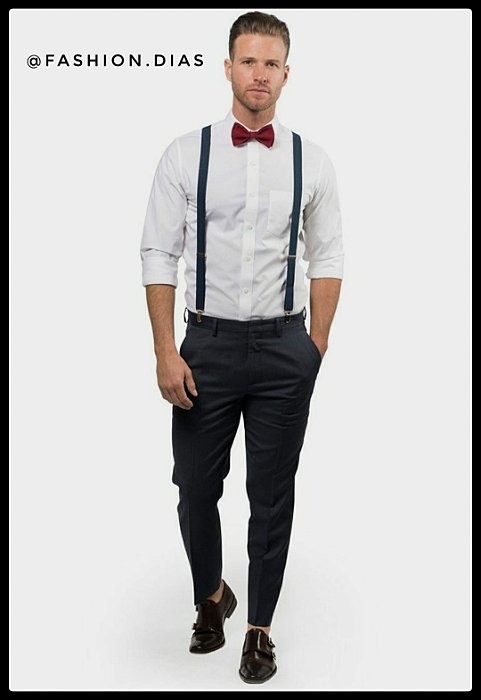 kit de gravata borboleta com suspensório