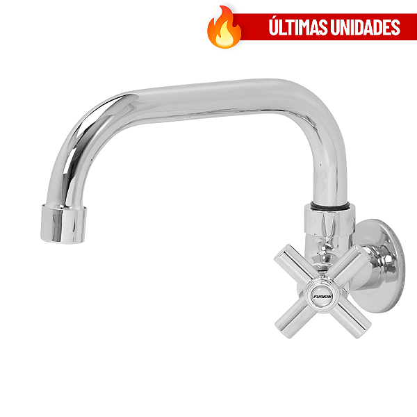 Torneira Cozinha Bica Móvel Baixa Parede Metal e abs