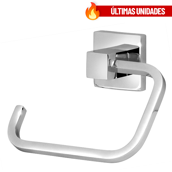 Porta Papel Higiênico Quadrado Metal Cromado Dupla Fixação