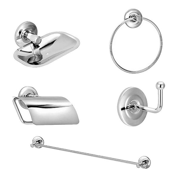 Kit Acessórios De Banheiro 5 Peças Metal e Inox Standard - Bazar das  torneiras: confira os melhores modelos de torneiras