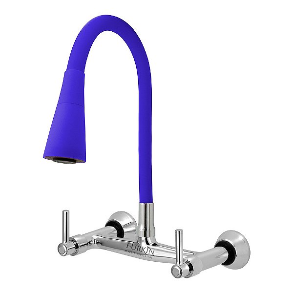 Torneira Misturador C51 Gourmet Flexível Cone Azul Parede