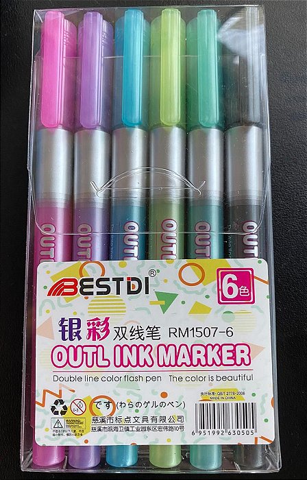 MARCADOR OUT LINE COM 6 CORES