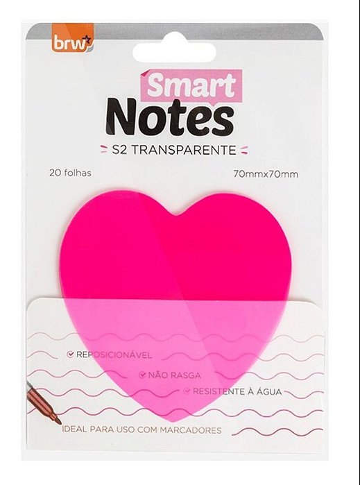 BLOCO SMART NOTES TRANSPARENTE CORAÇÃO BRW