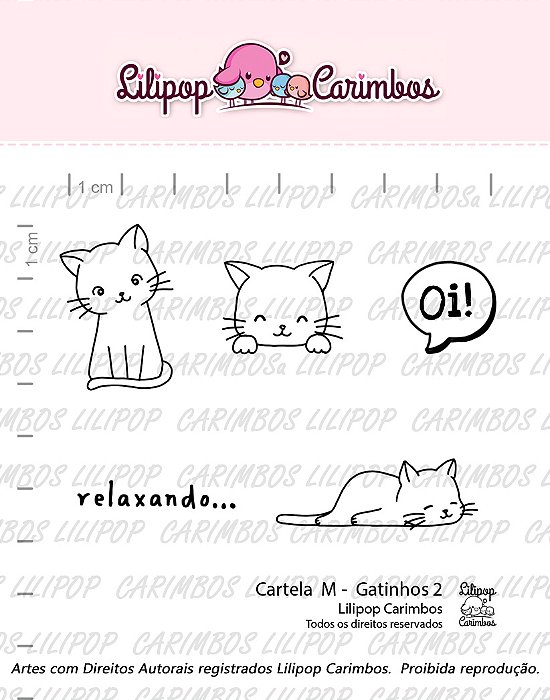 CARTELA DE CARIMBOS GATINHOS 2 LILIPOP