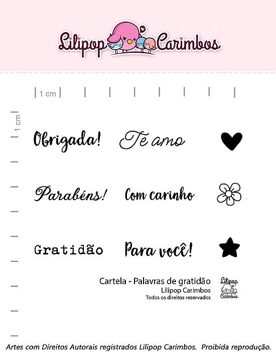 CARTELA DE CARIMBOS PALAVRAS DE GRATIDÃO LILIPOP