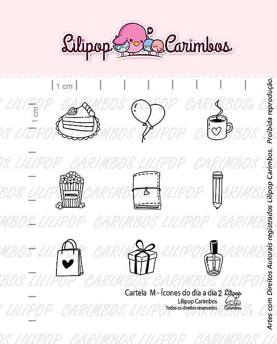 CARTELA DE CARIMBOS ICONES DO DIA A DIA 2 LILIPOP