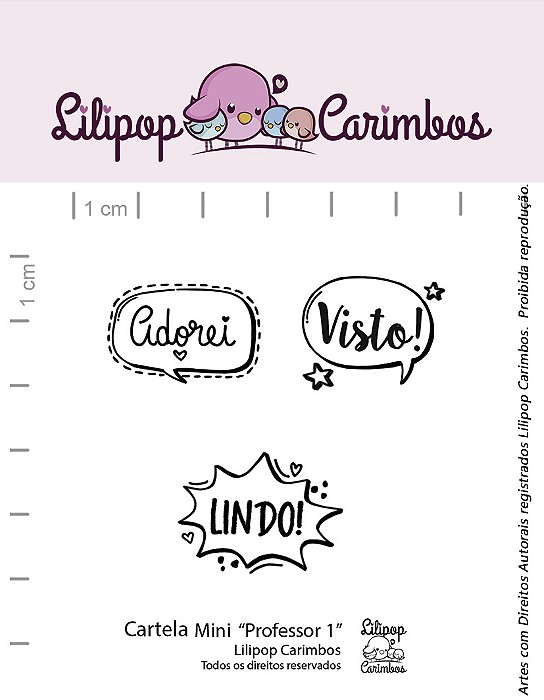 CARTELA DE CARIMBOS MINI PROFESSOR 1 LILIPOP