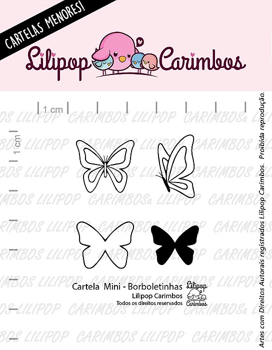 CARTELA DE MINI CARIMBOS BORBOLETINHAS LILIPOP