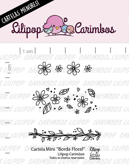CARTELA DE CARIMBOS MINI BORDA FLORAL LILIPOP