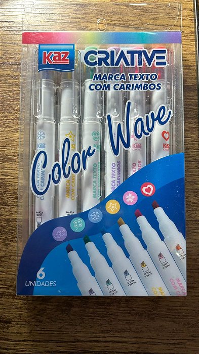 MARCA TEXTO COM CARIMBOS COLOR WAVE CRIATIVE KAZ