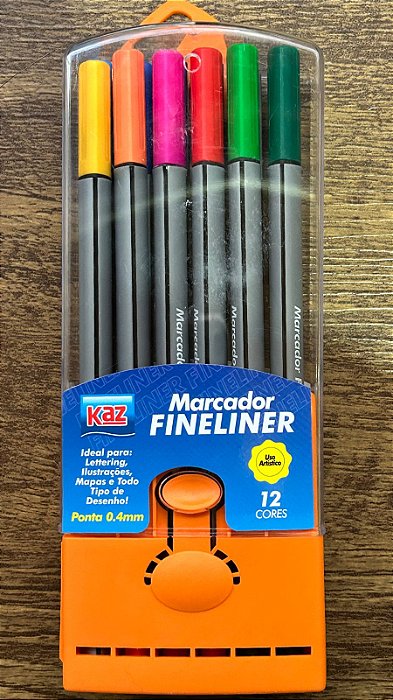 MARCADOR FINELINER 12 CORES 0,4 MM KAZ