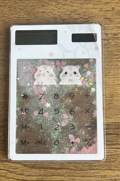 CALCULADORA TOUCH COM ÁGUA E GLITTER