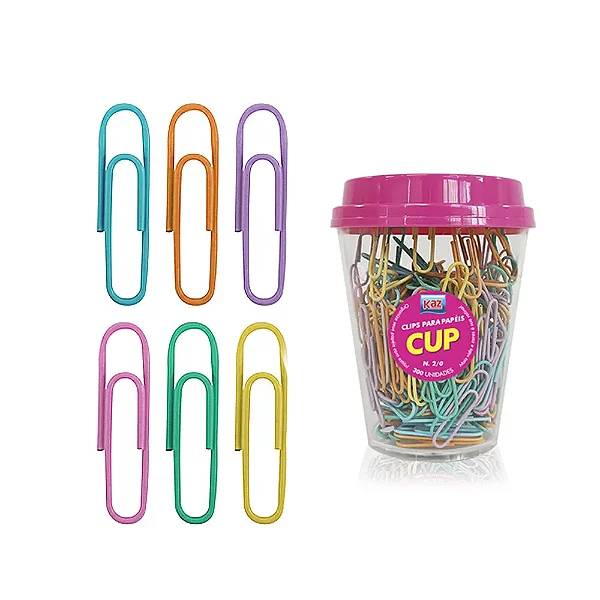 CLIPS PARA PAPÉIS COLORIDOS CUP COM 250 UN
