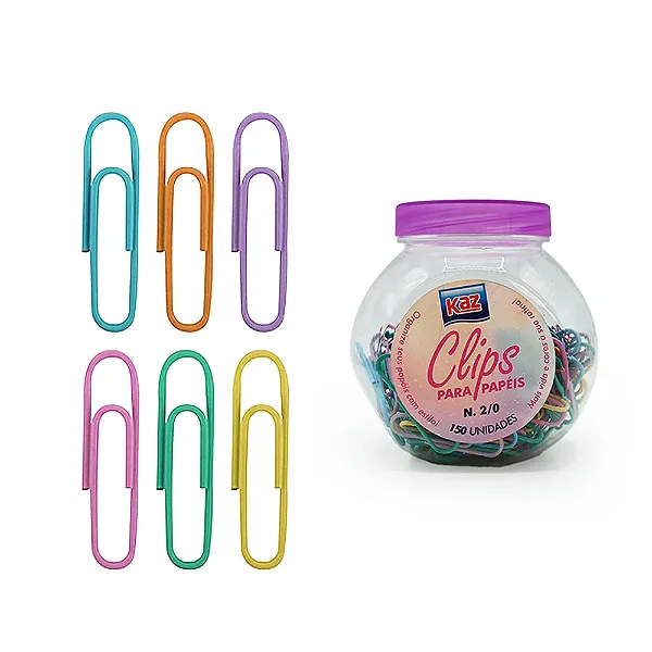 POTINHO COM CLIPS PARA PAPÉIS COLORIDOS COM 150 UN