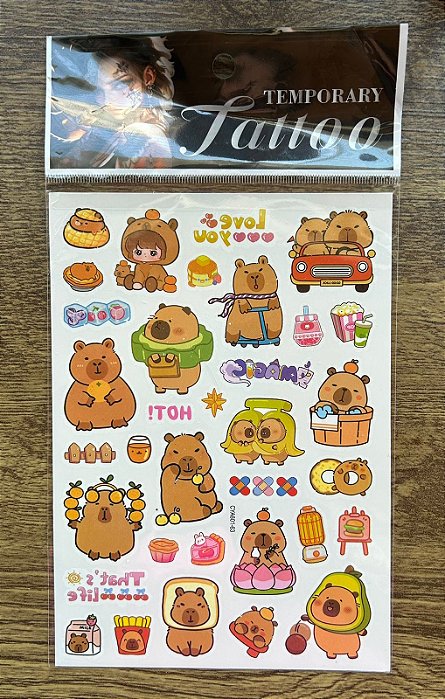 TATUAGEM TEMPORÁRIA INFANTIL DE CAPIVARA