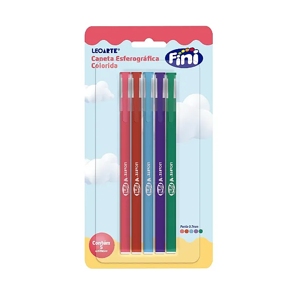 KIT COM 5 CANETAS ESFEROGRÁFICAS FINI