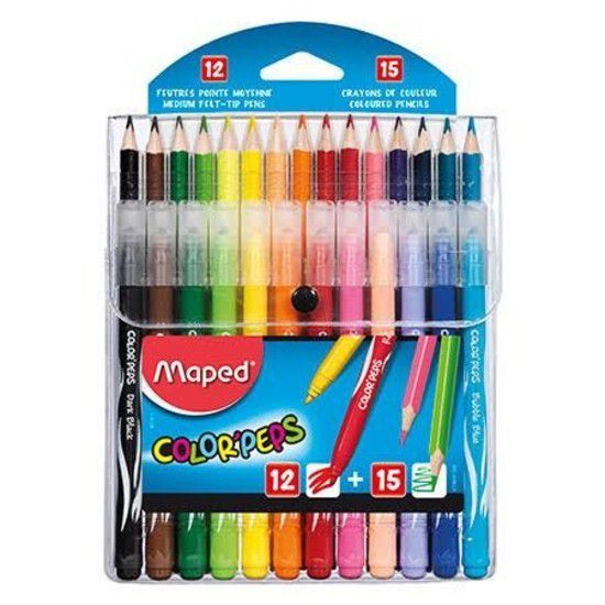LÁPIS DE COR COLOR PEPS 15 CORES + 12 CANETINHAS