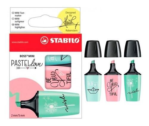 MARCA TEXTO STABILO BOSS MINI PASTEL COM 3 UN