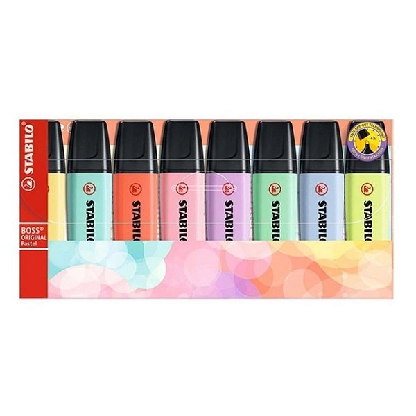 MARCA TEXTO STABILO BOSS PASTEL COM 8 UN