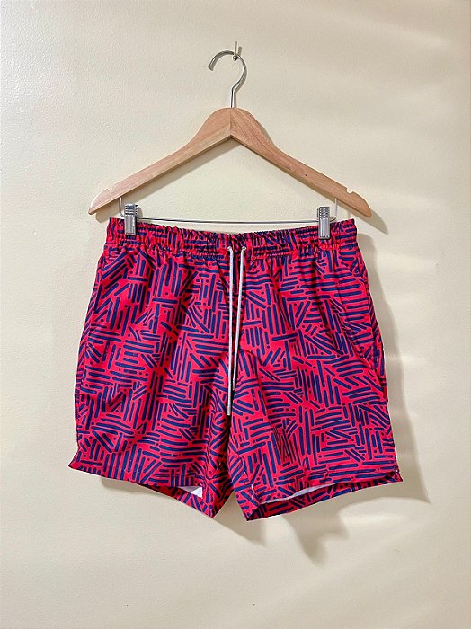 Shorts Abstract Lines Vermelho