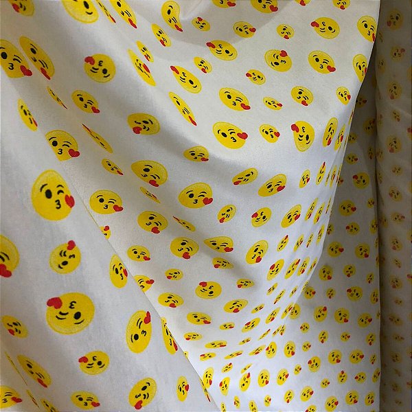 Tricoline Estampado Misto - Emoji Beijinho