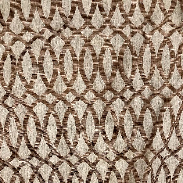 Linho Estampado Circular Geométrico Dourado - 2,80m de Largura