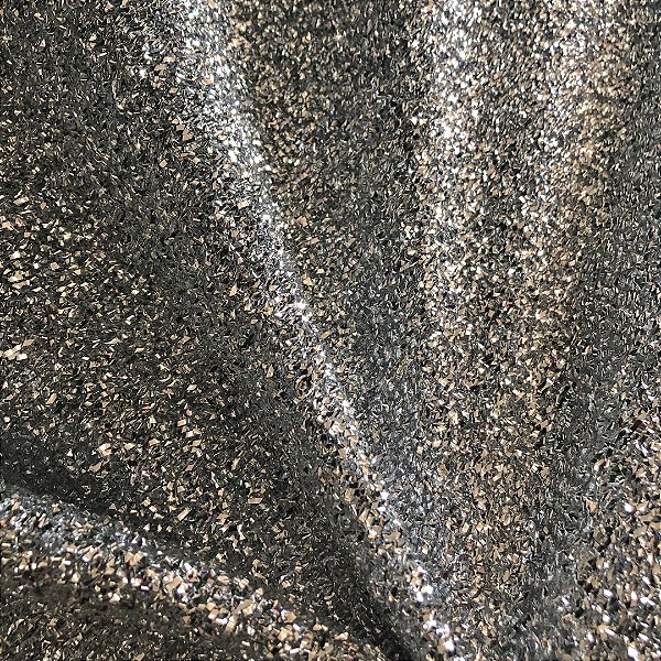 Tecido Lurex Esponja - Prateado - 1,50m de Largura