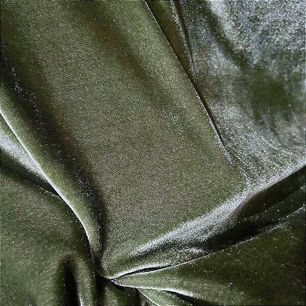 Tecido Veludo Cristal - Verde Militar - 1,50m de Largura