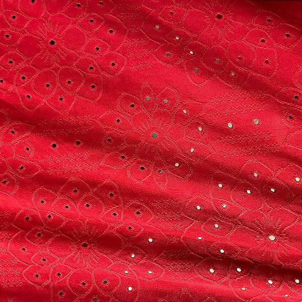 Malha Laise Vitral Floral - Vermelho - 1,60m de Largura