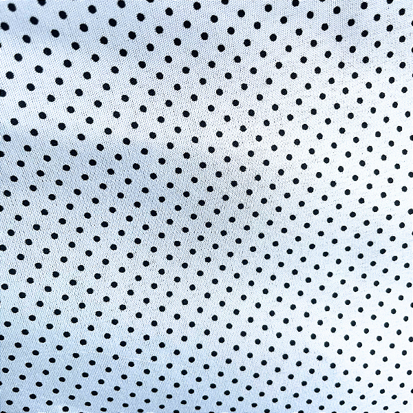 Tricoline Estampado Poliéster - Poá Preto Fundo Branco - 1,50m de Largura