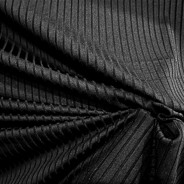 Malha Canelada - Preta - 1,50m de Largura