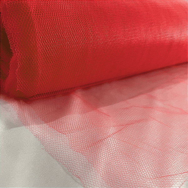 Tule Delfim – Vermelho - 1,20m de Largura – Rolo com 50 metros