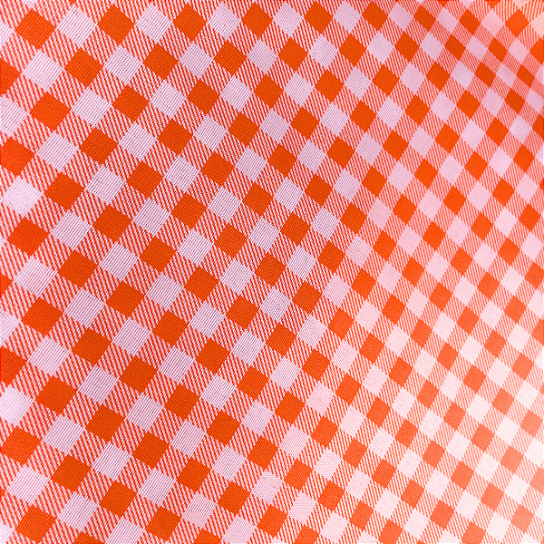 Tricoline Estampado 100% Poliéster - Xadrez Laranja 7mm - 1,50m de Largura