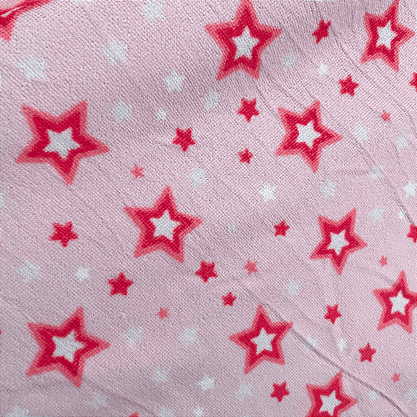 Tecido Atoalhado de Microfibra Estampado - Estrela Rosa - 1,47m de Largura | Alta Absorção e Secagem Rápida
