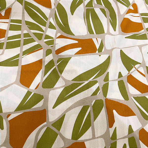 Tecido Viscolinho Estampado - Vitral Folhagem Verde - 1,50m de Largura | Toque Macio e Caimento Perfeito