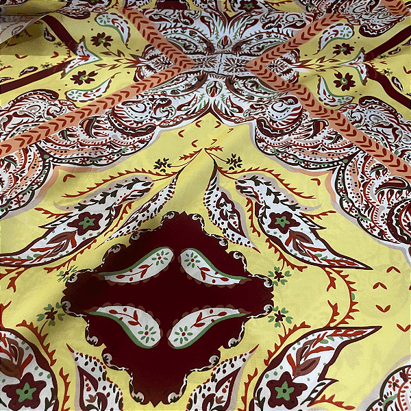 Tecido Viscose Estampada - Abstrato Amarelo - 1,47m de Largura | Leveza, Frescor e Caimento Fluido