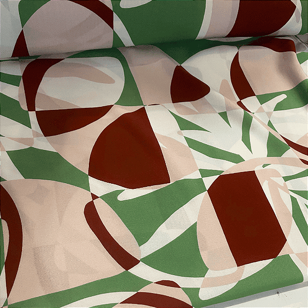 Tecido Viscose Estampada - Vitral Verde e Marrom - 1,47m de Largura | Leveza, Frescor e Caimento Fluido