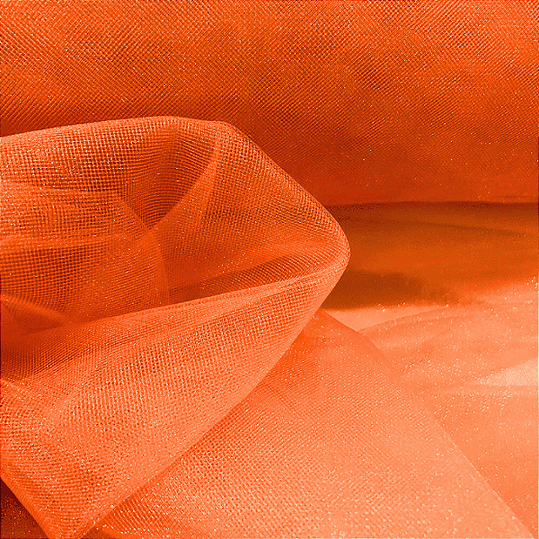 Tecido Tule com Brilho - Laranja - 3,20m de Largura
