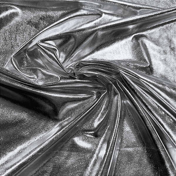 Malha Metalizada com Elastano - Prateado - 1,50m de Largura | Brilho Intenso e Efeito Foil