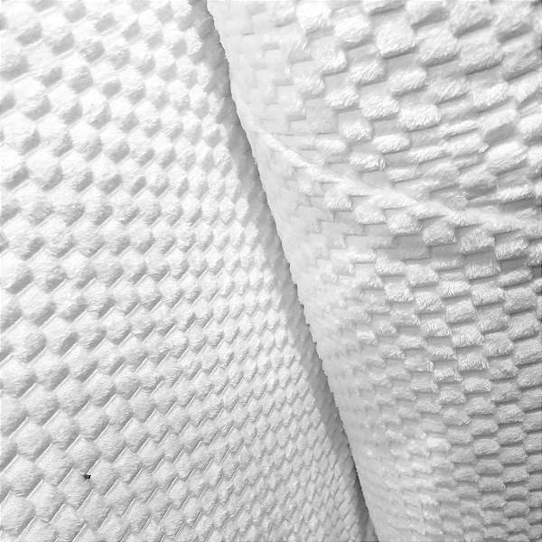 Tecido Fleece Ultra Soft Colmeia - Branco - 2,50m de Largura - 100% Poliéster - Mantas e Roupas de Inverno