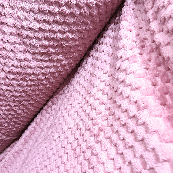 Tecido Fleece Ultra Soft Colmeia - Rosa Claro - 2,50m de Largura - 100% Poliéster - Mantas e Roupas de Inverno
