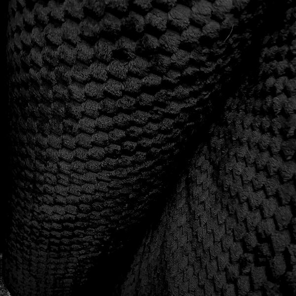 Tecido Fleece Ultra Soft Colmeia - Preto - 2,50m de Largura - 100% Poliéster - Mantas e Roupas de Inverno
