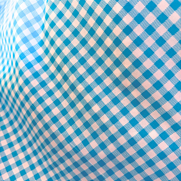 Tecido Xadrez Azul Turquesa 7mm - 100% Poliéster - 1,50m de Largura